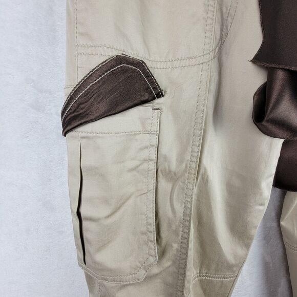 Cache Khaki Cargo Capri Brown Bohemian Scarf Belt Sz 8 Gold Button Decor Hippie - Picture 5 of 16